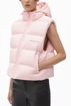 Alexander Wang light pink cropped hooded puffer vest with reflective logo