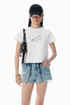 Alexander Wang white white crystal hotfix & cotton logo tee