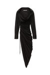 alexander wang 透明平纹针织不对称垂褶连衣裙 black