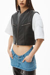 alexander wang tailored short vest in moto leather black