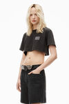 alexander wang crop tee in acid wash jersey   acid black