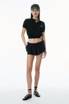 Alexander Wang black 3d logo mesh cropped polo