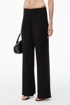 silk charmeuse flared low rise pant with nameplate