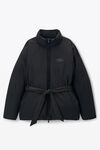 Alexander Wang black puffer coat with dome logo patch