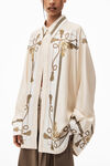 alexander wang baroque 真丝斜纹布系扣上衣 ivory multi