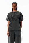 Alexander Wang faded black distressed logo cotton tee