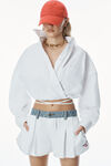 Alexander Wang white 牛仔布腰带棉质牛津布平角短裤