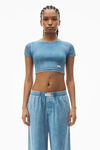 Alexander Wang washed blue cropped short-sleeve baby tee in ribbed cotton
