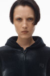 Alexander Wang washed nickel hoodie with clear bead hotfix in crushed velour