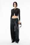Alexander Wang black cropped cardigan in clear bead hotfix