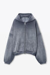 Alexander Wang washed chalk 水晶烫钻拉链连帽衫