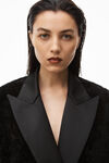 alexander wang tuxedo coat in short curly shearling black