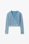 Alexander Wang washed blue cardigan in waffle-knit cotton stretch