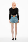 Alexander Wang vintage light indigo logo-embossed marathon shorts