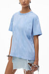 Alexander Wang washed pale blue 棉质平纹针织布堆叠徽标装饰 t 恤