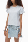 alexander wang puff logo shrunken tee in cotton jersey   light heather grey
