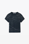 Alexander Wang washed black 做旧徽标装饰棉质平纹针织布紧身 t 恤