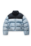 Alexander Wang light distressed blue/black trompe-l’oeil denim puffer jacket