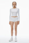 Alexander Wang white crystal hotfix long sleeve crewneck tee