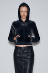 Alexander Wang washed nickel hoodie with clear bead hotfix in crushed velour