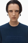 Alexander Wang navy 徽标压纹罗纹针织 t 恤