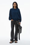 Alexander Wang navy 徽标压纹罗纹针织毛衣