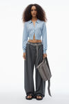 Alexander Wang sky blue high-frequency stacked logo cardigan in merino wool