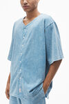 Alexander Wang washed blue oversized baseball shirt in cotton jersey