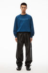 alexander wang long sleeve glitter puff logo tee dark navy combo
