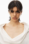 alexander wang cowl neck shirt in washed silk habotai ivory