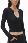 Alexander Wang black logo nameplate cropped shirt