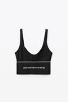 alexander wang logo elastic bra in ribbed jersey    black