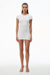 Alexander Wang white 罗纹棉短袖圆领连衣裙