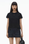 alexander wang puff logo shrunken tee in cotton jersey    black