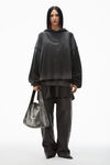 Alexander Wang washed black 棉质三层宽松连帽衫
