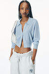 Alexander Wang sky blue high-frequency stacked logo cardigan in merino wool