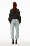 alexander wang  logo print jogger in denim pebble bleach/white