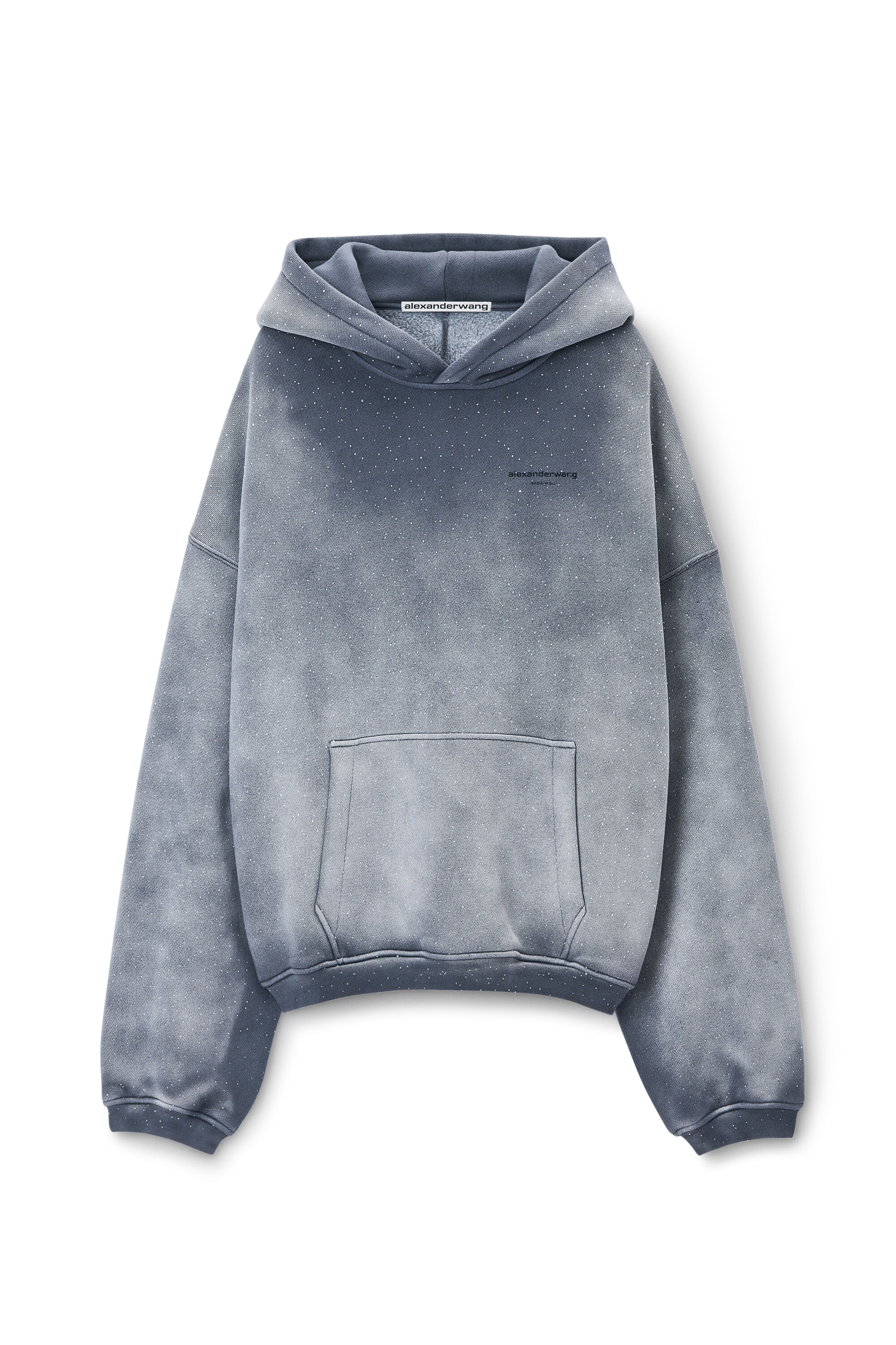 Unisex Crystal Hotfix Hoodie in WASHED CHALK | alexanderwang®