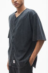 Alexander Wang washed black oversized baseball shirt in cotton jersey