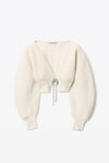 alexander wang v-neck cropped cardigan in boiled wool ivory