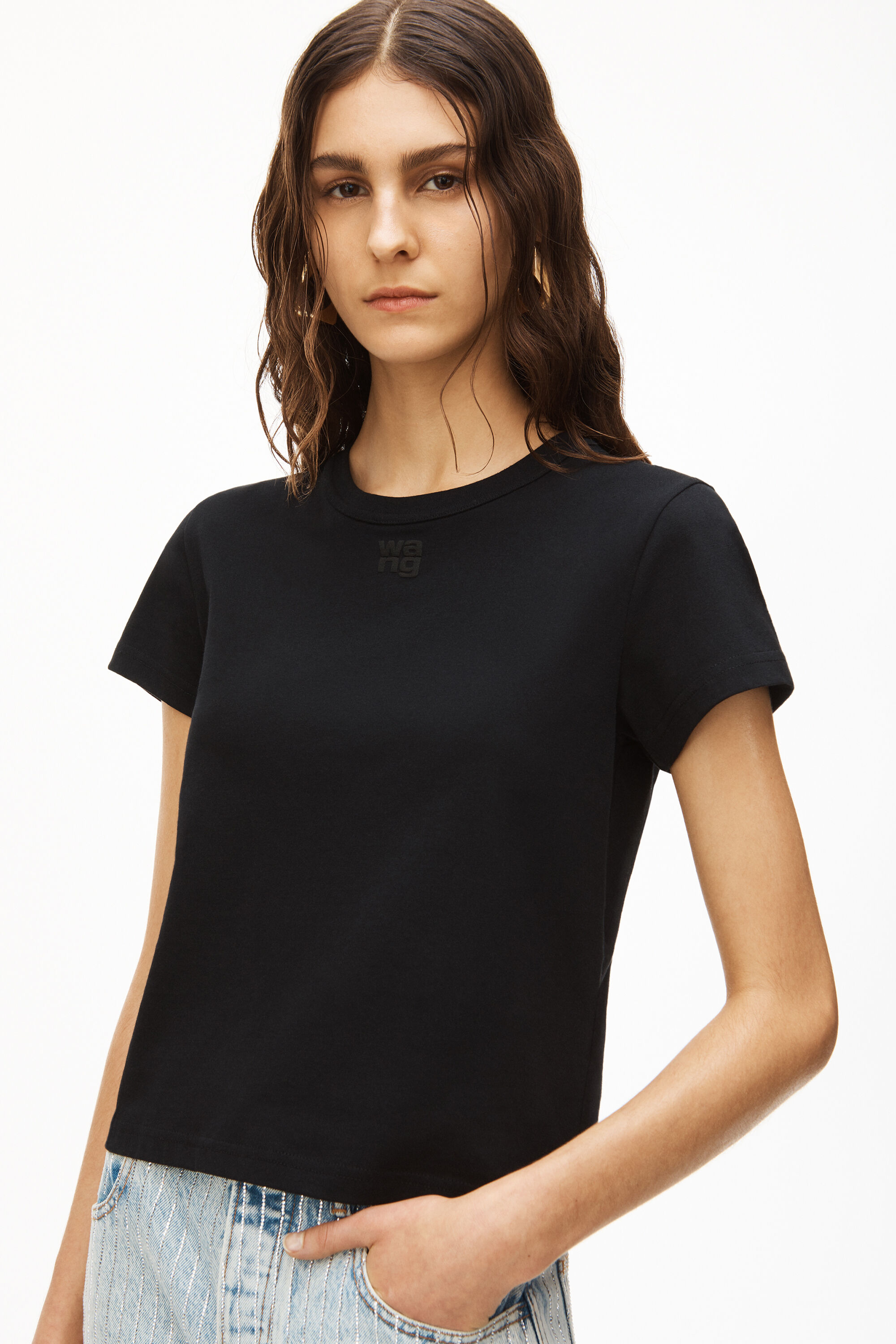 alexanderwang PUFF LOGO SHRUNKEN TEE IN 