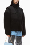 alexander wang nylon combo jacket in plush double fleece black