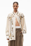 alexander wang baroque 真丝斜纹布系扣上衣 ivory multi