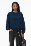 Alexander Wang navy 徽标压纹罗纹针织毛衣