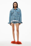 alexander wang 牛仔徽标机车夹克 vintage light indigo