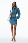 Alexander Wang deep blue 做旧牛仔布围裹式半身裙