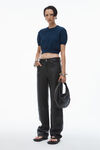 Alexander Wang navy 徽标压纹罗纹针织 t 恤