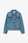 Alexander Wang vintage light indigo 棉质牛仔布加大款机车夹克