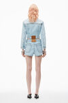 Alexander Wang bleach mid rise mini skort in comfort stretch denim