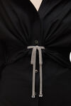 alexander wang 棉质府绸水晶打结扭花连衣裙 black